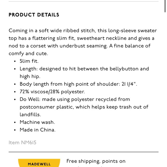 NWT Madewell signature Knit Sweater Top - Picture 5 of 7